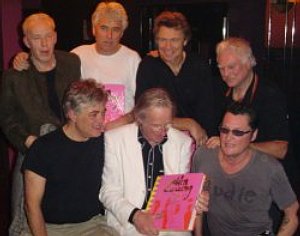 Golden Earring, Freek de Jonge, Robert Jan Stips and Bertus Borgers with book Golden Earring